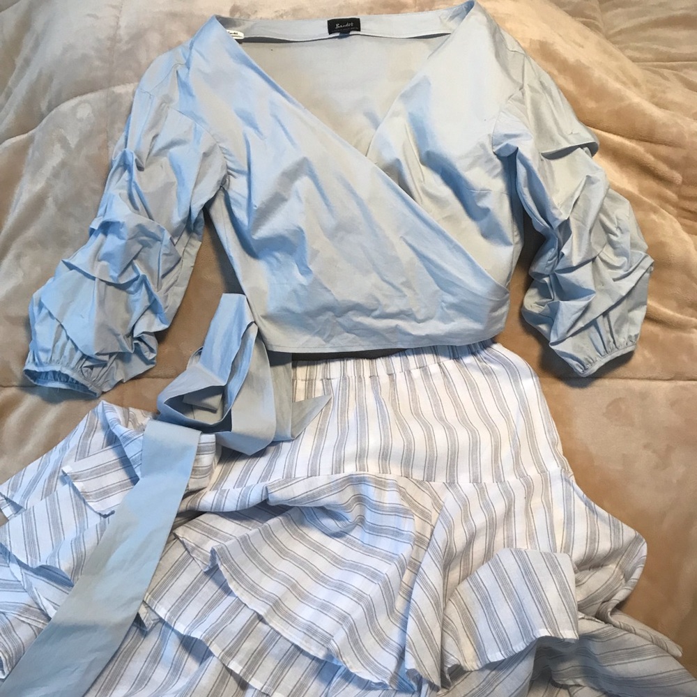 Bardot Crop Top & Flying Tomato Flare Skirt